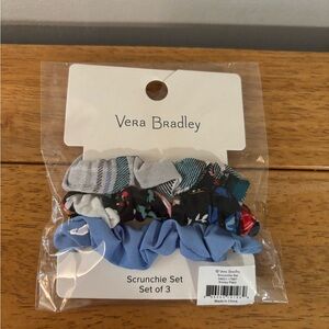 Vera Bradley Scrunchie Set of Three Blue Floral and Striped New